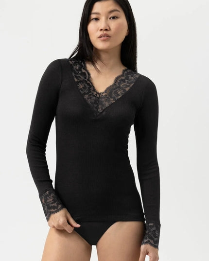 Mey Langarm mit Spitze Wool Love