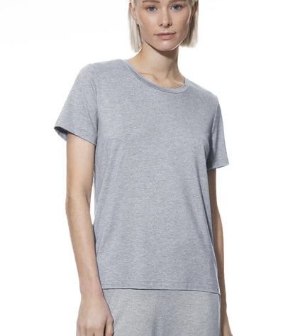 Mey Kurzarm Pyjama Oberteil Easy Night hellgrau