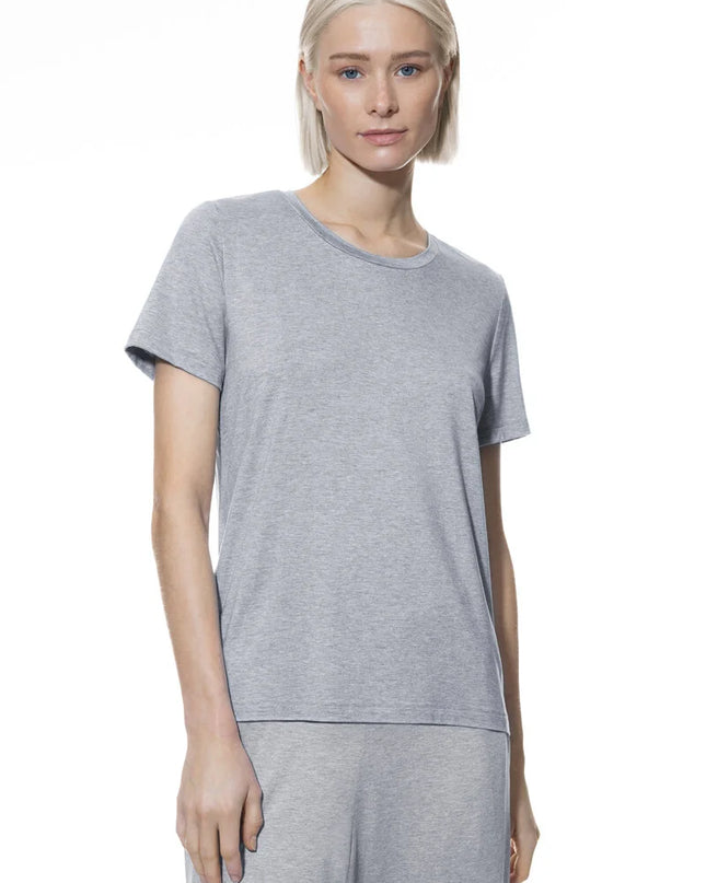 Mey Kurzarm Pyjama Oberteil Easy Night hellgrau