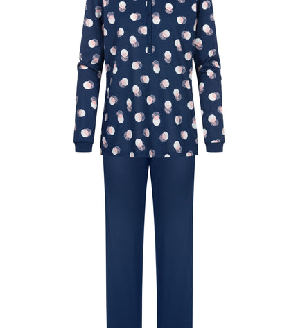 Mey langer Schlafanzug Dots deepmarine