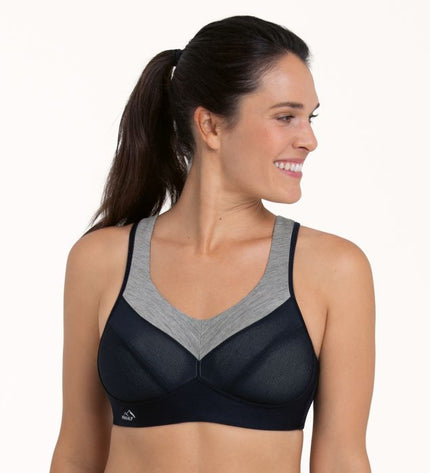 Anita active PanAlp™ Merinowolle Sport-BH black/melange