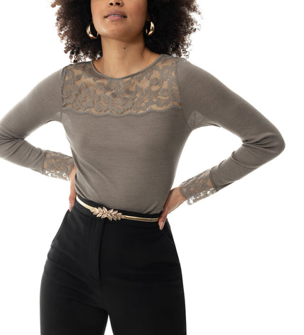 Mey langarm mit Spitze T-Shirt Wool Love