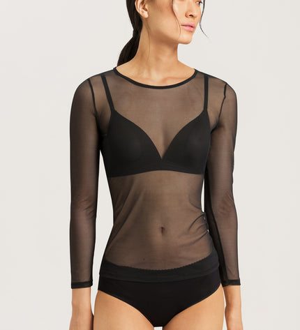 Hanro Langarm Shirt Smooth Illusion schwarz