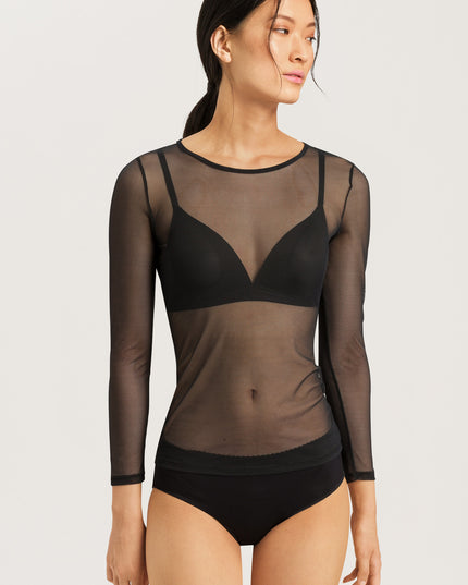 Hanro Langarm Shirt Smooth Illusion schwarz