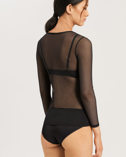 Hanro Langarm Shirt Smooth Illusion schwarz
