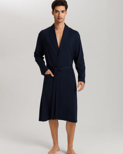 Hanro Men Bademantel mit Bindegürtel Night & Day deep navy