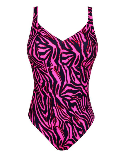 Prima Donna Swim Tiefdekoll Badeanzug ohne Bügel Malabo hot pink zebra