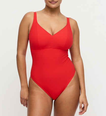 Prima Donna Swim Tiefdekolletierter Badeanzug ohne Bügel Aswan fiesta red