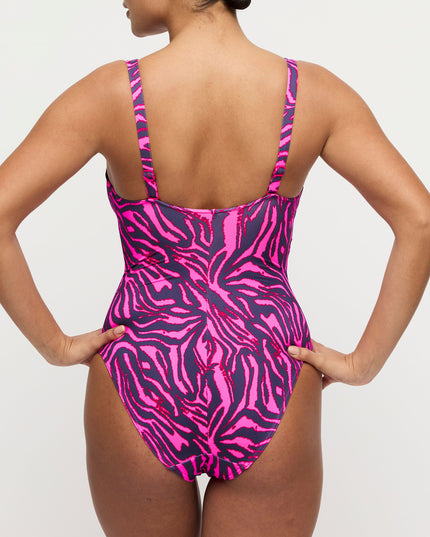 Prima Donna Swim Tiefdekoll Badeanzug ohne Bügel Malabo hot pink zebra