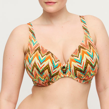 Prima Donna Swim halb unterlegter Bikini Tiefdekoll Tubou ikat summer