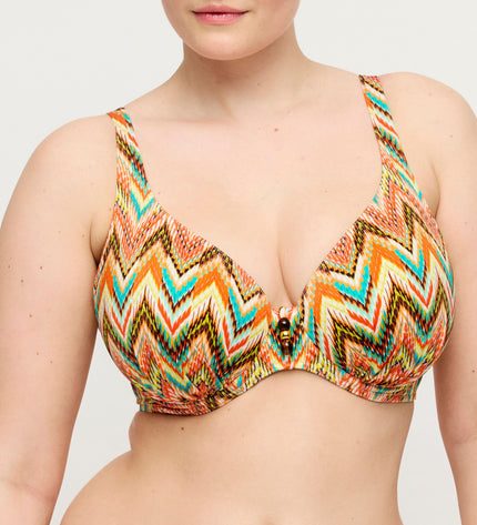 Prima Donna Swim halb unterlegter Bikini Tiefdekoll Tubou ikat summer