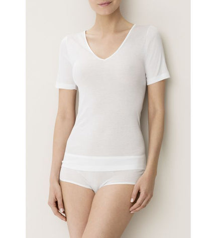 Zimmerli Cotton de Luxe Shirt V-Ausschnitt weiss