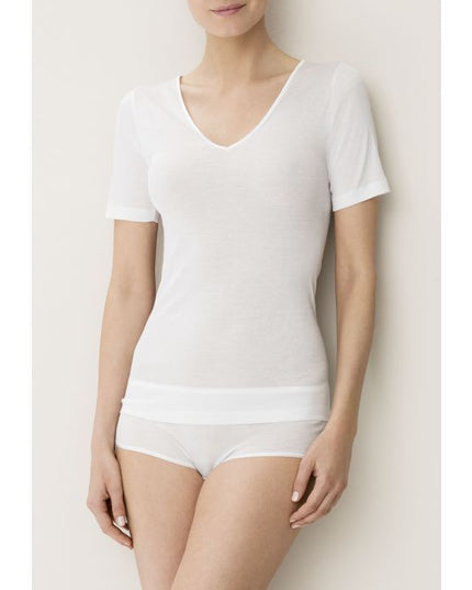 Zimmerli Cotton de Luxe Shirt V-Ausschnitt weiss