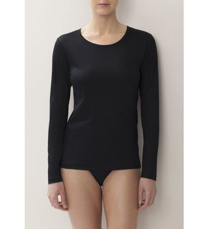 Zimmerli Sea Island Langarm Shirt schwarz