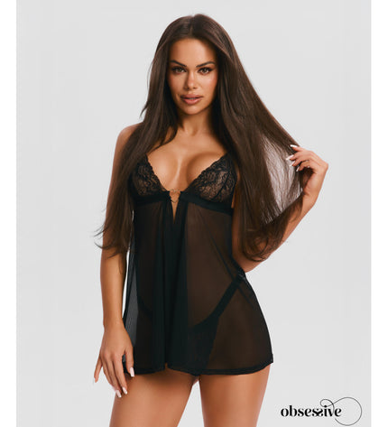 Obsessive Negligee & String Elianes Babydoll schwarz